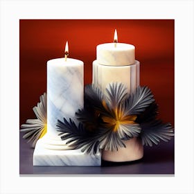 Christmas Candles With White Marble Canvas Print