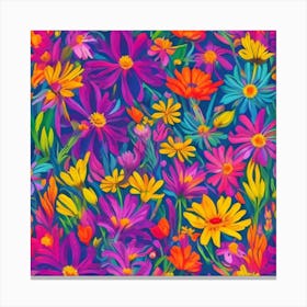 Colorful Flowers Seamless Pattern Canvas Print