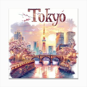 Tokyo Skyline PostCard Artwork Canvas Print