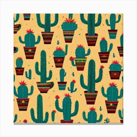 Mexican Cactus Pattern 12 Canvas Print