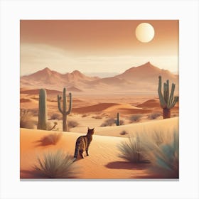 landscape Desert Cat Canvas Print