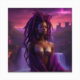 Black Woman With Purple Hair Canvas Print