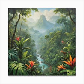 Tropical Jungle paintings art print 1 Canvas Print