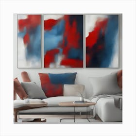 Abstract Red And Blue Painting Canvas Print