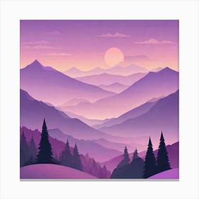 Misty mountains background in purple tone 53 Canvas Print