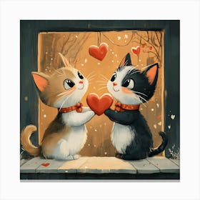 Charming Cats Exchange Heart 3 Canvas Print