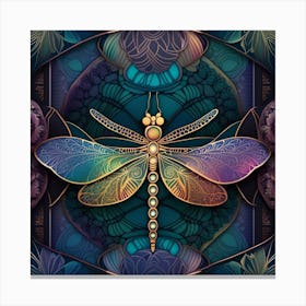 Dragonfly On A Blue Background Canvas Print