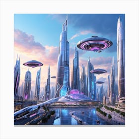 Futuristic Cityscape Canvas Print