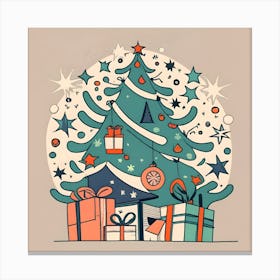 Modern Christmas Tree Minimalistic Drawing Canvas Print
