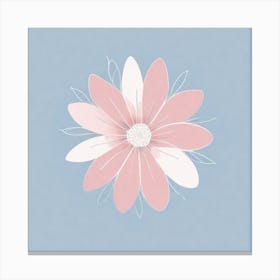 A White And Pink Flower In Minimalist Style Square Composition 450 Canvas Print