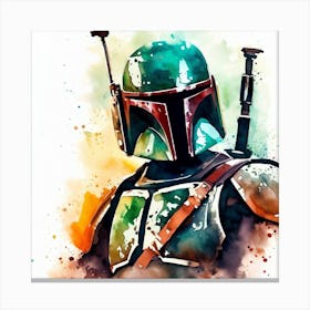 Boba Fett Watercolor Canvas Print