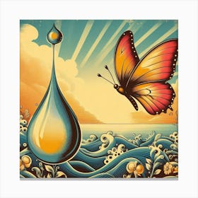 Water Drop And Butterfly Canvas Print