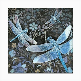 Three Dragonflies (Blue) Canvas Print