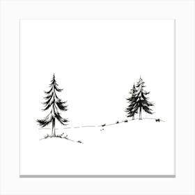 Fir Trees In The Snow Canvas Print