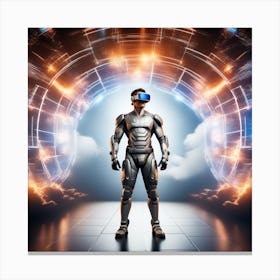 Futuristic Man Wearing Vr Glasses 1 Canvas Print