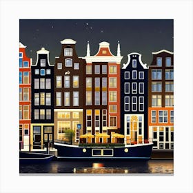 Amsterdam At Night 13 Canvas Print