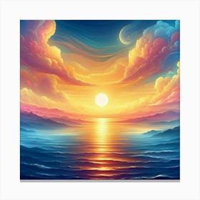 Sunset Over The Ocean 3 Canvas Print