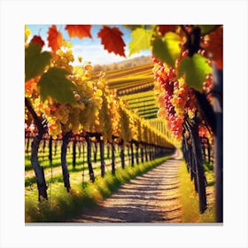 Autumn Leaves In A Vineyard 1 Canvas Print