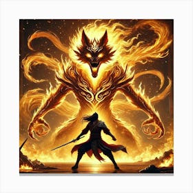 Ronan Ashheart Yang Fire Wolf Bond Converted Canvas Print