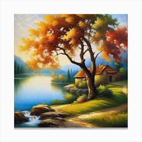 Autumn Tree By The Lake 1 Canvas Print