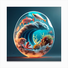 A Tsunami In Vertically Placed Glass With Beauti Canvas Print