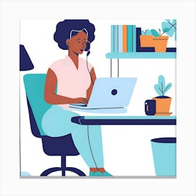 Woman Working At Home Canvas Print