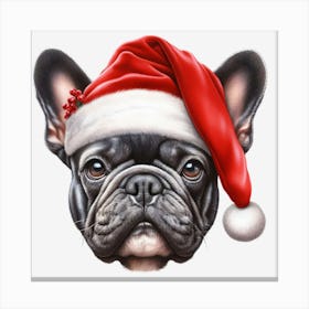 French Bulldog Santa Hat 1 Canvas Print