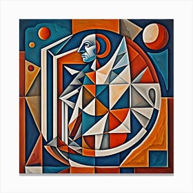 Man In Conflict Cubism Style Canvas Print