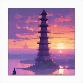 Lighthouse At Sunset Canvas Print