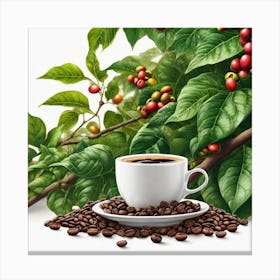 Coffee Cup With Coffee Beans 19 Canvas Print