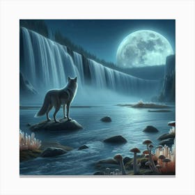 Wolf On A Rock Canvas Print