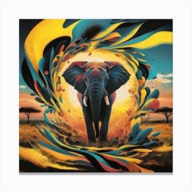 Elephant In The Savanah  Abstract Canvas Print