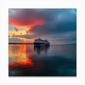 Sunset On A Ferry 1 Canvas Print
