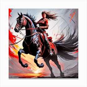Woman Riding A Horse 1 Canvas Print