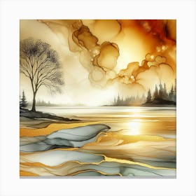 Sunset On The Lake 2 Canvas Print