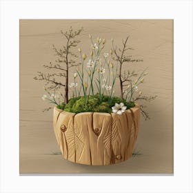 Mossy Wooden Planter Canvas Print