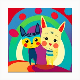 Two Cats And A Rainbow Canvas Print