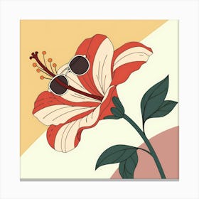 Hibiscus Flower With Sunglasses Canvas Print