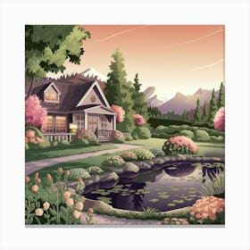 Garden Cottage In The Countryside Canvas Print