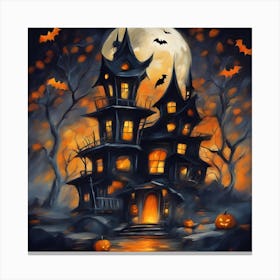 Halloween Haunted House Canvas Print