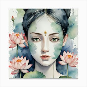 Lotus Flower Painting Canvas Print