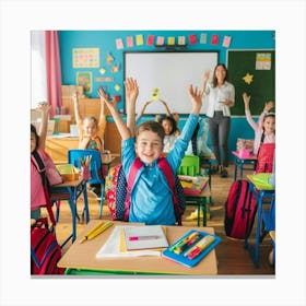 Children In Classroom Canvas Print