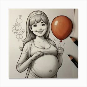 Pregnant Girl With Balloon Canvas Print