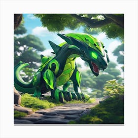 Green Dragon In The Forest Canvas Print