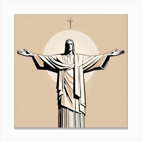 Christ The Redeemer wallart colorful beige background print abstract poster art illustration design texture for canvas Canvas Print