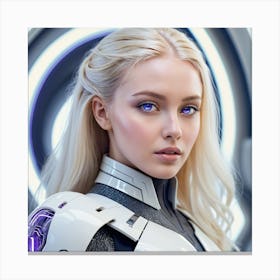 Futuristic Girl With Blue Eyes Canvas Print