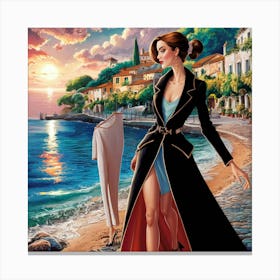 A Stunning Illustration Of An Italian Coastal Scen Ezd8bo3wrjqcwphcr7mnlg 7sb23ahfqr2clhojlgzj7q Canvas Print