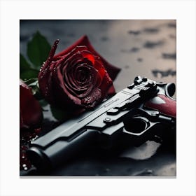 Roses And Gun Canvas Print