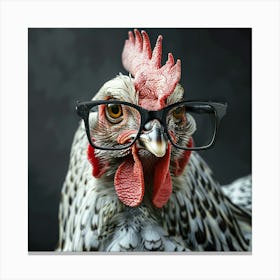 Chicken With Glasses Canvas Print