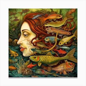 Mermaid. The Beautiful Side Of Ugly Artistic Surreal Painting Canvas Print